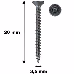 - Tête fraisée - Filetage total - Acier zingué blanc - Empreinte de la tête : cruciforme (PZ) - Diamètre : 3.5 mm - Longueur  ...
