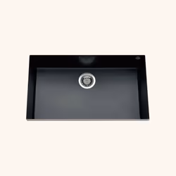 Évier sous-plan granit noir moucheté Luisina QUADRILLE 1 bac 760x440
