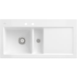 Evier céramique blanc Villeroy&boch subway pure 1 bac et demi - égouttoir droite