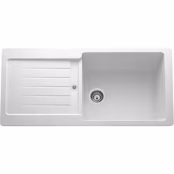 POINTS FORTS : > Évier encastrable 100x50 cm > Evier vidage manuel > Meuble sous évier 60 cm minimum > Évier réversible CARAC ...