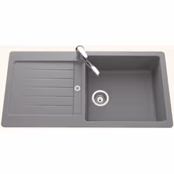 POINTS FORTS : > Évier encastrable 100x50 cm > Evier vidage manuel > Meuble sous évier 60 cm minimum > Évier réversible CARAC ...