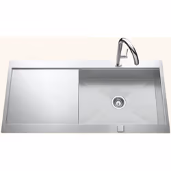 POINTS FORTS : > Évier encastrable 100x52 cm > Meuble sous évier 60 cm minimum > Evier vidage automatique > Évier réversible  ...
