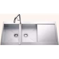 POINTS FORTS : > Évier encastrable 116x52 cm > Meuble sous évier 80 cm minimum > Evier vidage automatique > Évier réversible  ...