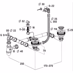 Description générale Vidage pour éviers de la gamme CLEYA de chez SystemCeram, conçu pour un diamètre de 90 mm. Spécification ...