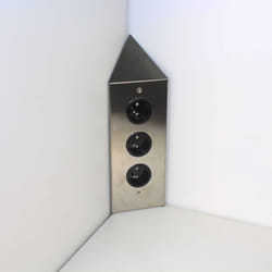 Cuisissimo - Prise cuisine brighton - Bloc 3 prises inox brossé