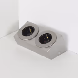 > Prise d'angle cuisine > 2 prises 230 V > Prise verticale ou horizontale > Double prise inox