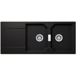 Schock - vier granit noir manhattan 2 bacs 1 égouttoir
