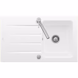 POINTS FORTS : > Évier encastrable 86x51 cm > Meuble sous évier 50 cm minimum > Evier vidage automatique > Évier réversible C ...