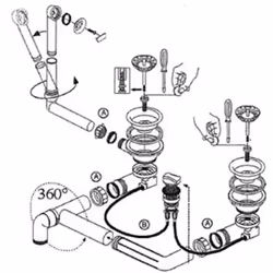 > Vidage évier automatique évier 2 bacs > Pour évier ARCHITECTURA > Pour évier de la marque Villeroy & Boch > Bonde évier Ø 9 ...