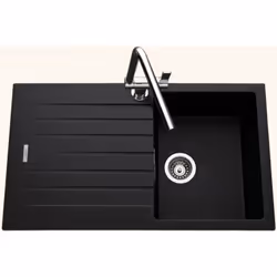 POINTS FORTS : > Évier encastrable 86x50 cm > Meuble sous évier 50 cm minimum > Evier vidage manuel > Evier réversible CARACT ...