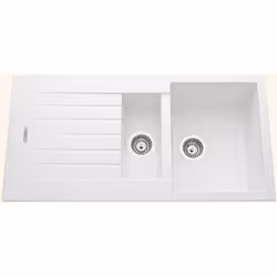 POINTS FORTS : > Évier encastrable 100x50 cm > Meuble sous évier 60 cm minimum > Evier vidage manuel > Evier réversible CARAC ...