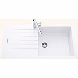 POINTS FORTS : > Évier encastrable 100x50 cm > Meuble sous évier 60 cm minimum > Evier vidage manuel > Evier réversible CARAC ...
