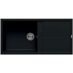 Luisina - Evier granit noir maestoso 1 grand bac 1 égouttoir