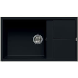 Evier granit noir Luisina maestoso 1 grand bac 1 petit égouttoir