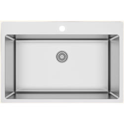 Cuisissimo - Evier inox lisse kezia 1 grand bac sans égouttoir