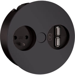 Cuisissimo - Prise plan de travail delta - Multiprise 1 prise + 2 usb-a à encastrer noir mat