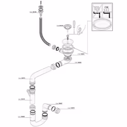 > Vidage évier manuel > Pour évier Émeraude > Pour évier 1 bac et 1 grand bac > Bonde évier Ø 90 mm