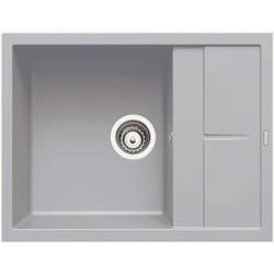 Evier granit gris métal Luisina maestoso 1 bac 1 petit égouttoir