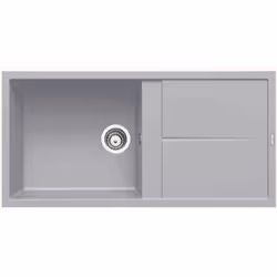 POINTS FORTS : > Évier encastrable 100x50 cm > Meuble sous évier 60 cm minimum > Evier vidage manuel > Evier réversible CARAC ...