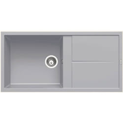 Evier granit gris métal Luisina maestoso 1 grand bac 1 égouttoir