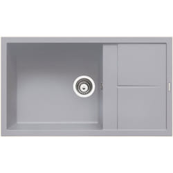 Evier granit gris métal Luisina maestoso 1 grand bac 1 petit égouttoir