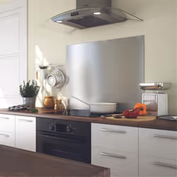 > Largeur : 60 cm > Hauteur : 50 cm > Crédence inox, chants pliés soudés > Crédence à visser ou Credence cuisine à coller