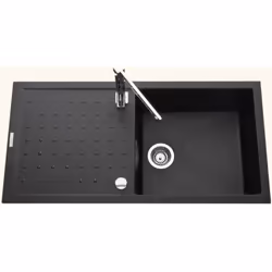 POINTS FORTS : > Évier encastrable 100x50 cm > Evier vidage automatique > Meuble sous évier 60 cm minimum > Évier réversible  ...