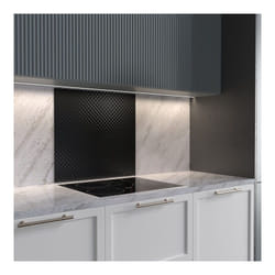 Cuisissimo - Crédence cuisine fond de hotte verre brillant glassy - Noir capitonné l 90 x h 50 cm