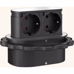 > Multiprise rétractable > 2 prises 230 V > Dissimulée à l'intérieur du plan de travail > Prise double compacte