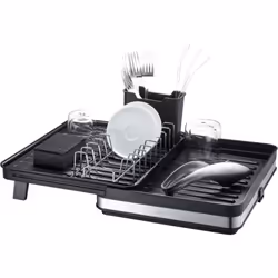 > Égouttoir extensible > Panier à couverts > Sortie latérale pour évacuer l'eau > Egouttoir vaiselle (Lxl) : 30-51 x 36 cm