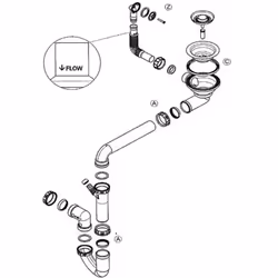 > Vidage évier manuel 1 bac > Pour évier granit HARMONIE > Diamètre bonde évier : 114 mm > Evacuation évier