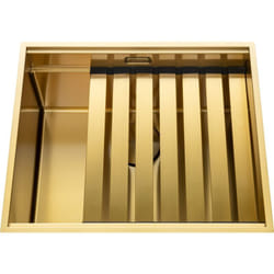 Luisina - vier sous-plan inox doré legato+ 1 bac 550x450 - Égouttoir, planche, cache bonde inclus