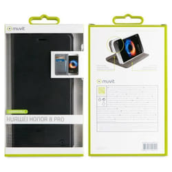Etui Folio Stand - Muvit - Huawei Honor 8 Pro - Noir - Semi-rigide - Rabat