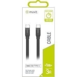 MUVIT TAB Cable plat 3A type C/type C - 1m - Noir