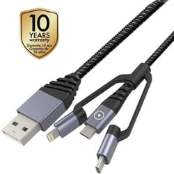 MUVIT TIGER Câble 3En1 USB / Micro USB / Type C / Lightning - 1.2 m - Gris