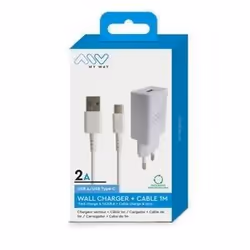 Pack Chargeur Secteur - MYWAY - 12W - Câble USB-A vers USB-C - Blanc - 100-240V CA