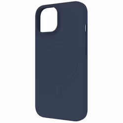Coque pour iPhone 15 - MUVIT - Bleu nuit - Compatible MagSafe - Effet soft touch - 100% plastique recyclé
