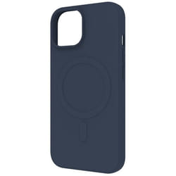 Coque pour iPhone 15 - MUVIT - Bleu nuit - Compatible MagSafe - Effet soft touch - 100% plastique recyclé