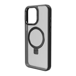 Coque pour iPhone 15 Pro Max - MUVIT - Noir - Anneau Fonction Stand - Semi-rigide - Translucide