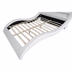 CONCEPT USINE - Lit Paddington Double en Simili Blanc avec LED Intégrées - Couchage 160 x 200 cm - Cadre de Lit Design 2 Places avec Sommier pour 2 Personnes - Tête de Lit avec LED Multi-Couleurs