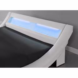 CONCEPT USINE - Lit Paddington Double en Simili Blanc avec LED Intégrées - Couchage 160 x 200 cm - Cadre de Lit Design 2 Places avec Sommier pour 2 Personnes - Tête de Lit avec LED Multi-Couleurs