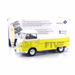 Voiture Miniature de Collection - SOLIDO - VOLKSWAGEN T1 Pickup - 1950 - Jaune / Blanc - 1/18