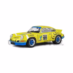 Voiture Miniature de Collection - SOLIDO 1/18 - PORSCHE 911 RSR - Tour de France Automobile 1973 - Yellow / Blue