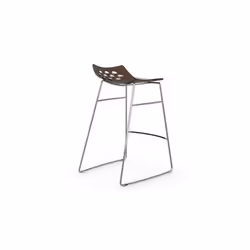 Tabouret de bar design JAM  piétement luge assise orange et blanc
