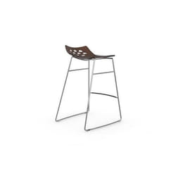 Tabouret de bar design JAM  piétement luge assise orange et blanc