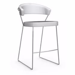 Chaise de bar NEW YORK design italienne  structure acier chromé assise cuir blanc optique