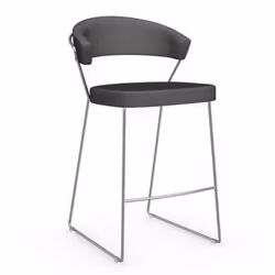 Chaise de bar NEW YORK design italienne  structure acier chromé assise cuir grège