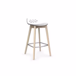 Tabouret de bar JAM W  transparente avec piétement en bois naturel