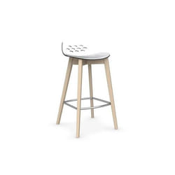 Tabouret de bar JAM W  transparente avec piétement en bois naturel