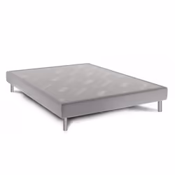 Sommier lattes 140 x 190 cm EUGENSOM Dunlopillo tapissé gris perle pieds métal